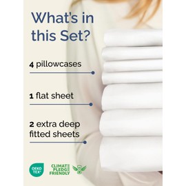 Extra Deep Split King Sheet Set - 7 Piece Breathable & Cooling Sheets - Hotel Luxury Bed Sheets Set - Easy Fit - Soft, Wrinkle Free & Comfy Sheets Set - Antique White Sheet Set w/Extra Deep Pockets