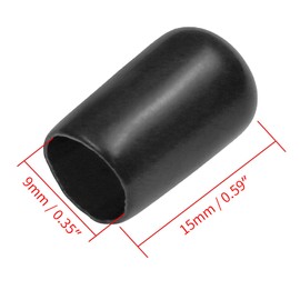 Bonsicoky 120Pcs Round Rubber End Caps 0.35" / 9mm ID Vinyl Flexible Screw Thread Protectors Black Bolt End Caps for Metal Tubing Rod Bolt
