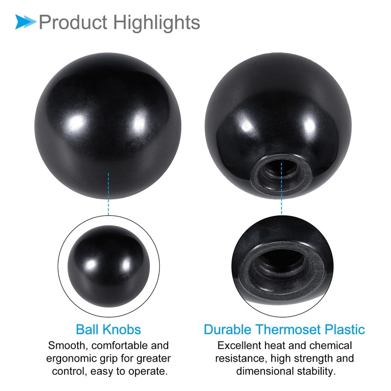 CoCud Thermoset Ball Knob M10 Female Threaded 40mm Diameter Plastic