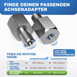 LAINFELD Bicycle Axle Adapter for M5 Quick Release Axle | Bicycle Trailer Adapter | Trailer Towing Hitch Coupling Quick Release Axle