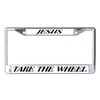 Jesus Take The Wheel Chrome License Plate Frame