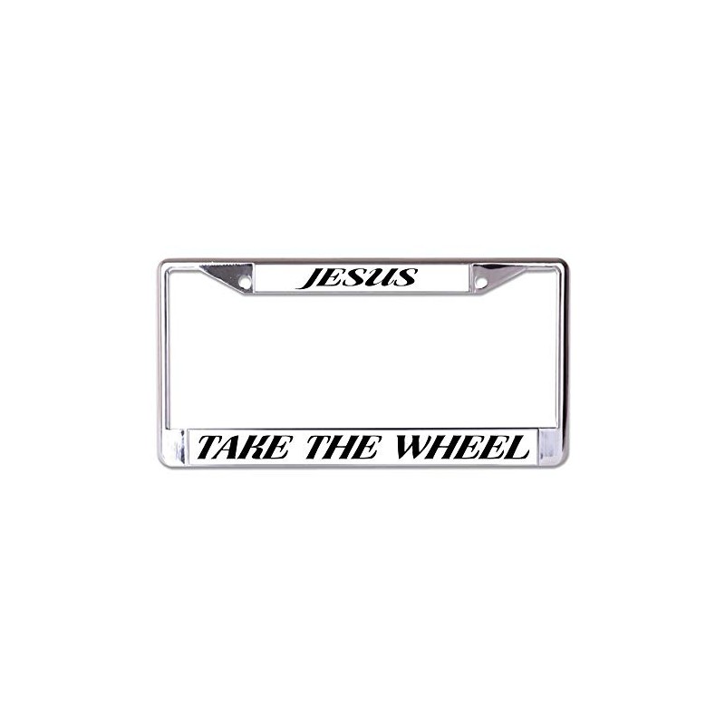 Jesus Take The Wheel Chrome License Plate Frame