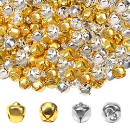 TOAOB 200 Pieces Colourful Metal Rattles 10 mm Silver and Gold Round Tone Animals Bells Decorative Christmas DIY Jingle Bells Wedding Bells Party Decoration