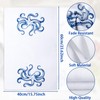 2Pcs Coastal Octopus Kitchen Towels Blue and White Octopus Hand