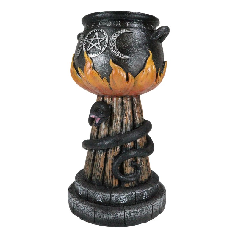 Wicca Triple Moon Witch Cauldron With Snake And Sacred Geometry