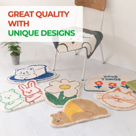 Dailylike Bath Rug, 24x17in Thick Extra Soft Plush Absorbent Durable Rubber Backing Non Slip Bathroom Rugs, Bath mat Machine Washable, Bathroom Rug for Bathtub, Bath, and Shower Floor - Vintage Flower