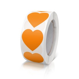 Orange Heart Stickers Roll 2.5 cm Valentine's Day Love Shape Labels Waterproof Removable for Craft Envelopes Boxes Gift Tags Bags Wedding 500 PCS