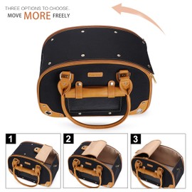 PetsHome Dog Carrier Purse, Pet Carrier, Cat Carrier, Foldable Waterproof Premium Nylon Pet Travel Portable Bag Carrier for Cat and Small Dog Home/Outdoor Black