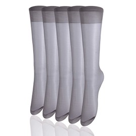 uxcell Women Knee High Reinforced Toe 10 Pairs Sheer Silky Stockings One Size Gray