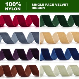 Jeuhoue Velvet Ribbon Coffee,1 Inch x 20Yd,Perfect for Christmas Gift Wrapping,Floral Bouquets,Home Decor,Party DIY Decorations(1" x 20Yd Coffee)