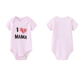 MAMIMAKA Unisex-Baby 2-pack Solid Onesies Newborn Twins I Love Papa I Love Mama Bodysuits 0-24Months Boys and Girls