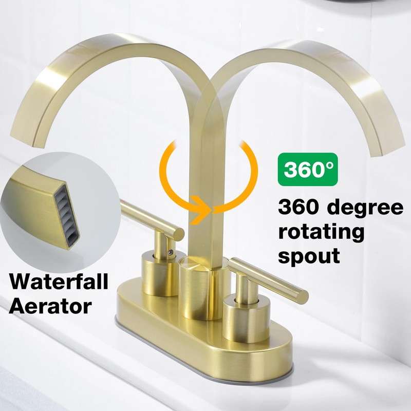 TRUSTMI 4" Centerset Bathroom Faucet 3 Hole, High Flow Waterfall