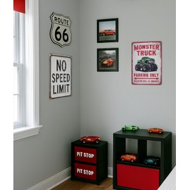 Monster Truck Parking Only Sign – Monster Truck Room Decor for Boys Room, Funny Monster Jam Poster, Monster Truck Poster Sign, Car Decor for Boys Bedroom, 11x8.3” Aluminum by Opix Design, Race Car & Truck Theme Room Decoration