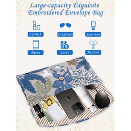 EGOUE Women's Sequin Beaded Clutch Purse Embroidered Floral Evening Clutch Bags（ORANGE）