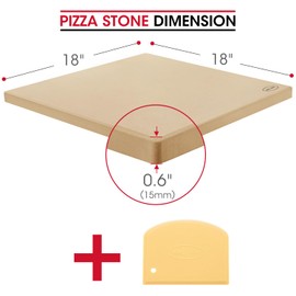 Unicook Extra Large Pizza Stone 18 Inch, Square Baking Stone for Oven and Grill, Heavy Duty Bread Pizza Pan, Thermal Shock Resistant Cooking Stoneware