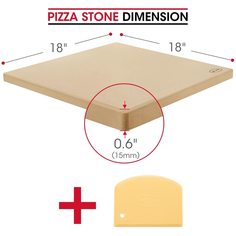 Unicook Extra Large Pizza Stone 18 Inch, Square Baking Stone
