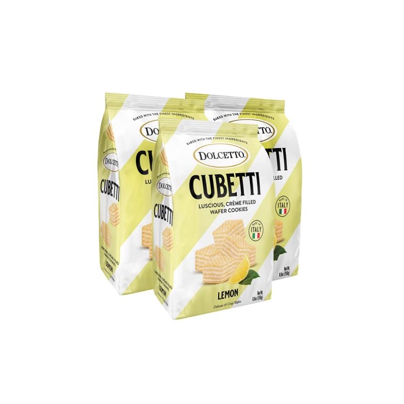 Dolcetto Cubetti Wafer Cookies, Lemon Flavor, 8.8 Ounce (Pack of