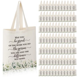 Roowest 60 Pcs Inspirational Tote Bags Bulk for Women Teacher Appreciation Retirement Gift Canvas Bags Reusable Encourage Cotton Bags for Office School Employee Christmas Gift(May You Be Proud)
