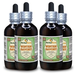 Winter Savory (Satureja Montana) Glycerite, Organic Dried Leaves Alcohol-FREE Liquid Extract (Brand name: HerbalTerra, Proudly made in USA) 4x4 fl.oz (4x120 ml)