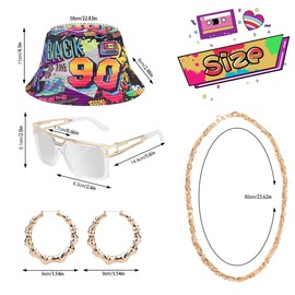 80s 90s Outfit for Women, Unisex Hip Hop Costume Baseball Jersey Shirt Yoga Pants Bucket Hat Gold Chain Rapper Accessories