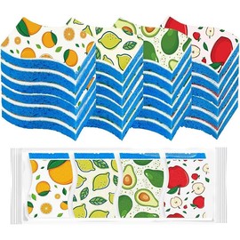 Non-Scratch Scrub Sponge-24Count, Sponges for Dishes, Sponges Kitchen, Cleaning Sponge, Cleans Fast Without Scratching, Stands Up to Stuck-on Grime, Cleaning Power for Everyday Jobs - Color: Printed- Blue, Quantity: 24