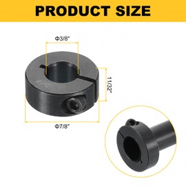 QUARKZMAN 8 Stück Einzelne Split-Wellenkragen 3/8" Bohrung Ein-Stück-Klemmwellenkragen, 7/8" Außendurchmesser, 11/32" Dicke, Schwarzoxid-Stahl Set-Schraubenkragenklemme