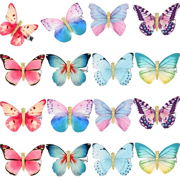 Gejoy 16 Pieces Butterfly Clips Baby Hair Clips Butterfly Glitter Barrette for Women Girl and Infant (Style 1)