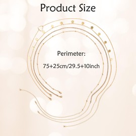 Pack of 4 Belly Chain, Adjustable Belly Chain, Gold, Belly Chain, Good for Combining Bikini Skirts, Shorts, Dresses, etc., to Add Style and Sexiness to Your Look, Non-Precious Metal, No Gemstone