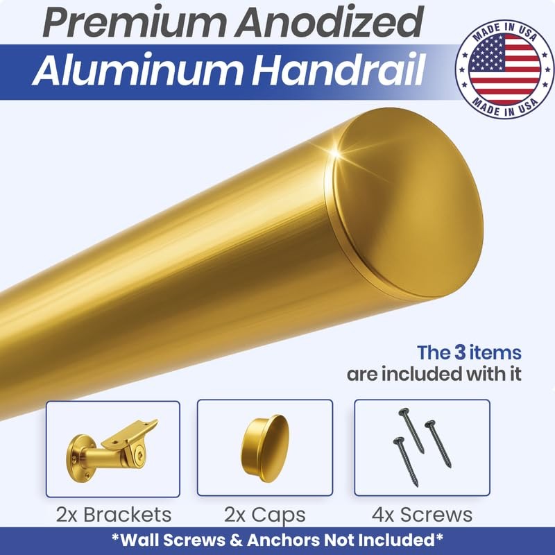 4FT Aluminum Handrail Kit for Indoor/Outdoor Stairs – (2–18 FT