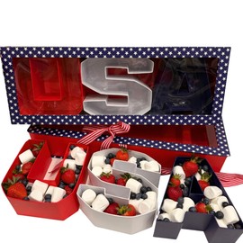 UNIKPACKAGING USA Letter Shaped Flower Gift Box – Patriotic Decor with Removable Letters & Waterproof Liner – Ideal for Holidays & Events