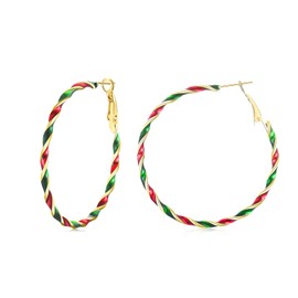 GULICX Christmas Earrings for Women, Green Gold Red Holiday Earrings 50mm Big Hoop Earrings Christmas Stocking Stuffers for Adults Jewelry Gifts for Women