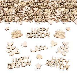120 Stück Holz Konfetti Deko,Groß Tischdeko Geburtstag,Holzbuchstaben Happy Birthday Tischdeko,Streudeko Geburtstagsdeko Tisch Mädchen Junge,Geburtstagsfeier-Dekoration für Frauen Mann (Geburtstag)