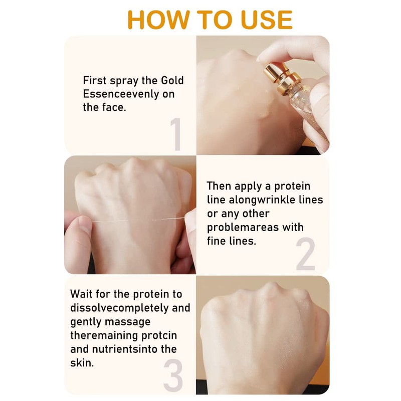 Soluble protein thread, nano gold essence combination, combination of soluble