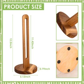 UgyDuky Wooden Paper Towel Holder Stand Kitchen Paper Holder Countertop Stand Up Kitchen Towel Roll Stand Organizer Free-Standing Countertop Paper Roll Holder with Anti-Skid Base for Kitchen