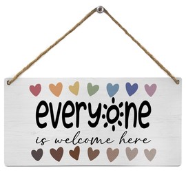 Mtrgdn Welcome Sign, Back To School Welcome Sign,Classroom Decor Wood Wall Hanging,School Counselor Wall Art Therapy Office Decor Boho Everyone is Welcome Here Wood Wall Decor,12x6 inch