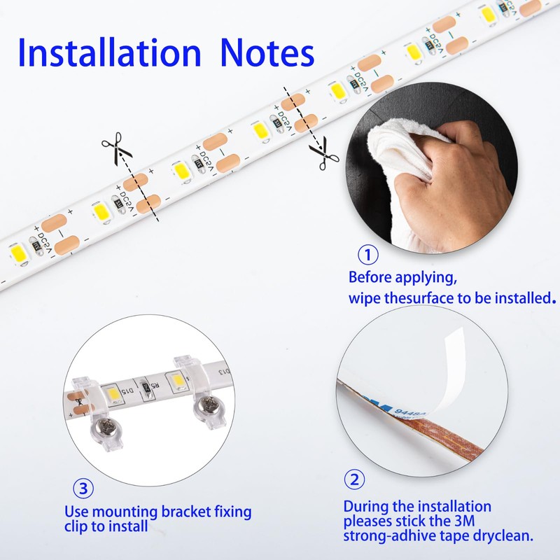 JUNWEN Battery Operated LED Strip Lights with Remote Daylight White,