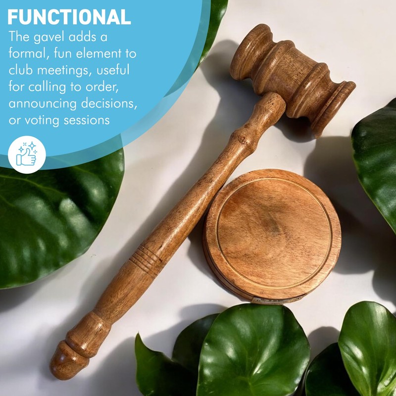 Full-Size Auctioneer's Wooden Gavel and Block - Ideal for Judges,