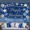 Happy Birthday Backdrop Decoration Navy Blue and Silver Glitter Balloons
