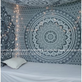 Popular Handicrafts Tapiz de mandala indio para colgar en la pared, diseño hippie, colcha bohemia, tapices dobles multiusos