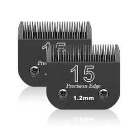 Ersatzklinge für die Hundepflege, kompatibel mit der Serie Heiniger/Moser Max45/Andis/Oster A5/Wahl 10 km Serie, Haarschneider für Hunde, Größe 15, 3/64 Zoll (1,2 mm), Schnittlänge, 2 Stück, Schwarz