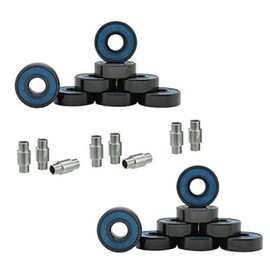 Hockey Bearings ABEC 9, 7, 5 Inline Roller Speed Package 16 Bearings and 8 Spacers Kit (ABEC 7 - Blue)
