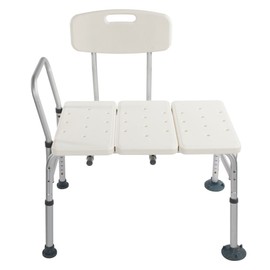 YYAO Shower Chair Bathtub Transfer Bench with Armrest and Back,Non-Slip Bath Seat Bathroom Chair,Tool-Free Assembly,Height Adjustable Legs,White
