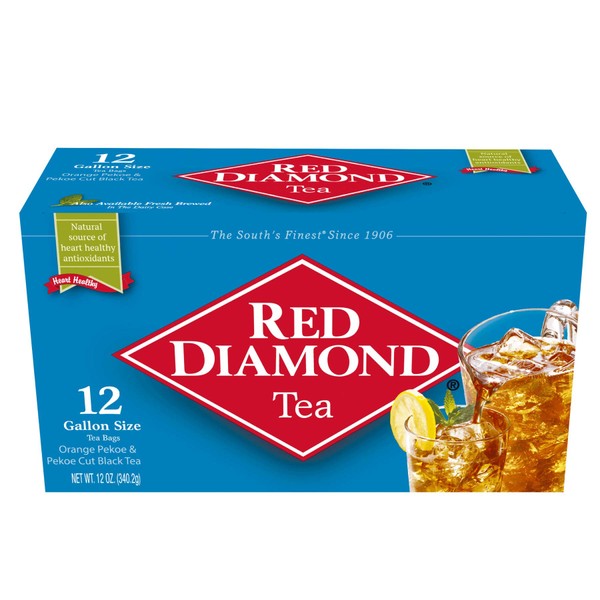 Red Diamond Iced Tea Bags, Gallon Size Tea Bags, Delicious and Freshly Brewed Taste, Special Premium Blend, 12 Count Gallon-Size Bags (12 Pack - 144 Count)