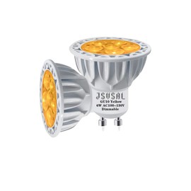 JSVSAL MR16 (GU10 Base) LED Light Bulb,Dimmable,120-Volt,Yellow, 6-Watt(50-Watt Equivalent),Aluminum Casing,40 Degree MR16 LED Spot Track Light Bulb,2-Pack