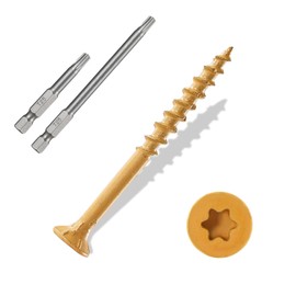 ANCHOREASE Wood Screws #9×3″, 300 Pcs, Deck Screws, Rust Resistant, Exterior Epoxy Coated, Outdoor Decking Screws, Torx/Star Drive Head Deck Screw, 2 Pcs T25 Star Bit Included, Tan