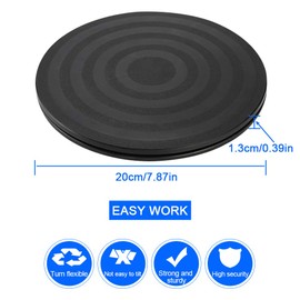 RMENOOR Turntable Universal Turntable Round 360 Degree Rotating Platform Swivel Plate Heavy Duty 15 kg Rotating Stand Deer Plate with Steel Ball Bearings Rotating Turntable for Cakes TV (Black)