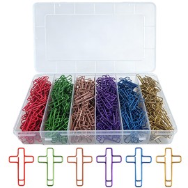 Cute Cross Paper Clips (180 Pack), Colored Cross Paper Clips, Paper Clamps for Students Teachers Bible Journaling and Daily Office Use