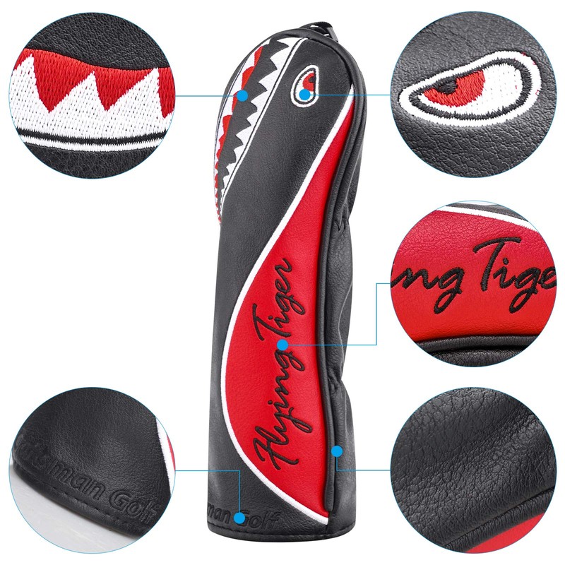 Craftsman Golf Shark Black and Red Rescue Headcover Hybrid Cover