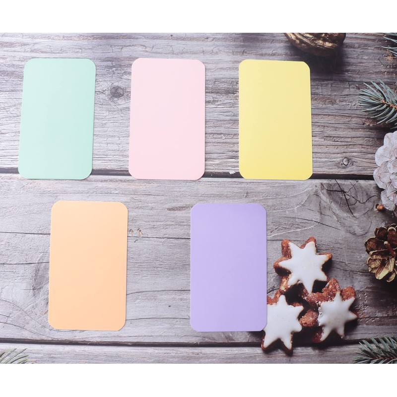Sowaka 100 Pcs Mini Cards Blank Colorful Round Corner Cardboard