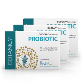 BOTANICY Probiotic - Präbiotika und Probiotika zur Darmsanierung - 10 Mrd. Laktobakterien & Bifidobakterien plus Vitamin D3-90 DUOCAP® 2-in-1 Kapseln, Magensaftresistent - Laborgeprüft in DE